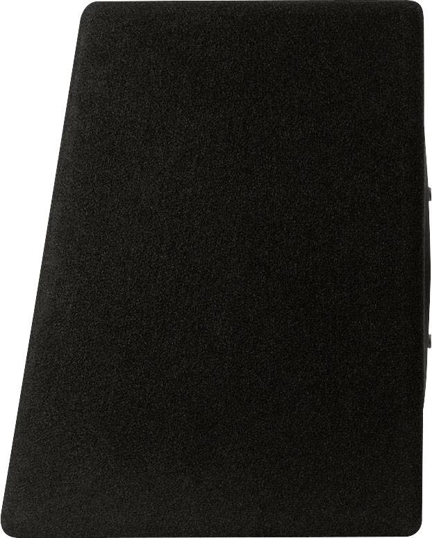Un porte-documents rectangulaire, noir, sobre, en similicuir, ouvert sur le côté droit, destiné à ranger des documents ou des papiers.
