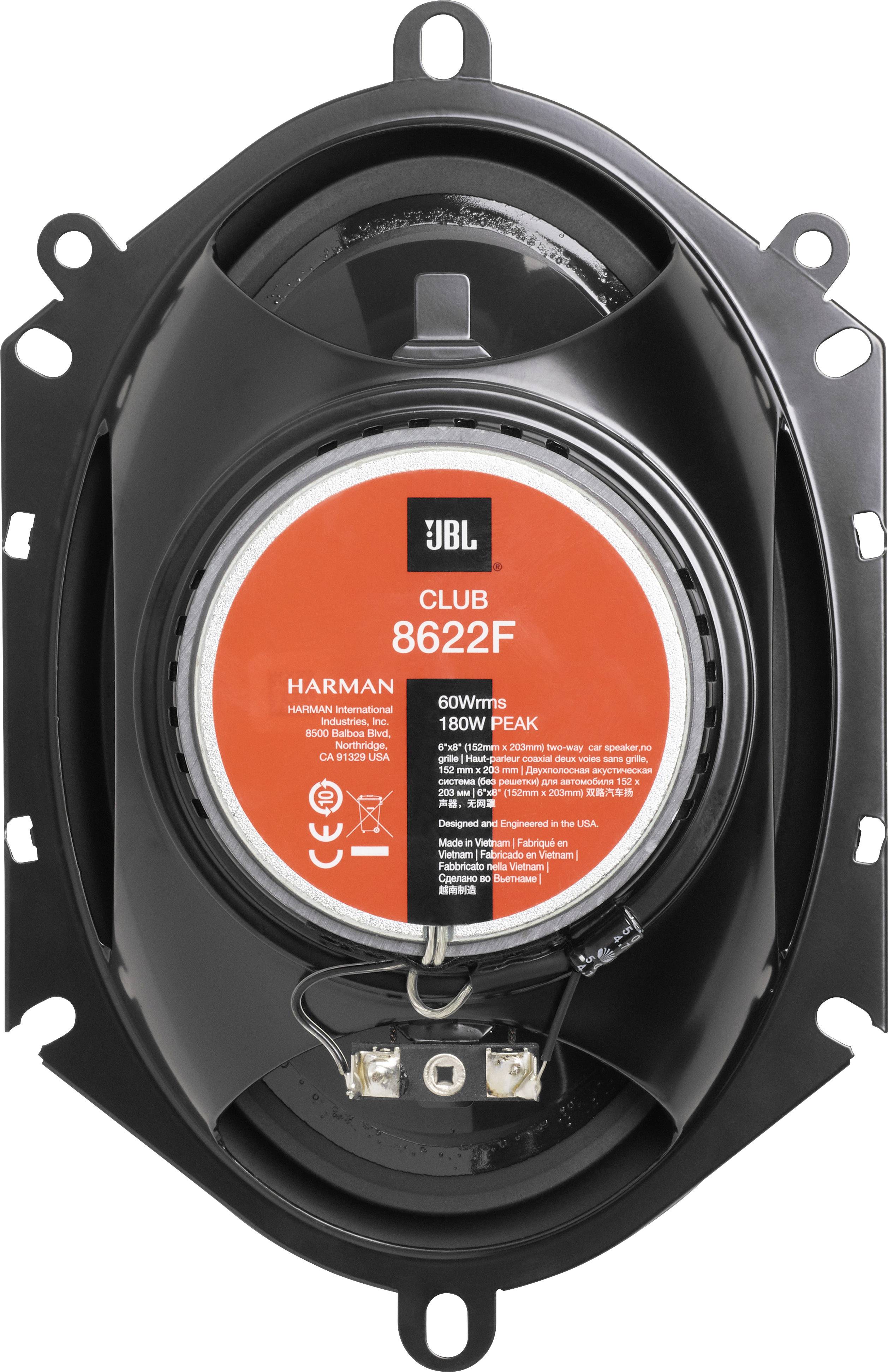 Arrière d'un haut-parleur JBL Club, modèle 8622F, avec indications : 60W RMS, 180W Peak.