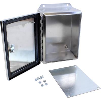 Boîtier métallique avec porte ouvrable, vis et couvercle amovible. Convient au stockage ou à la protection de petites pièces.