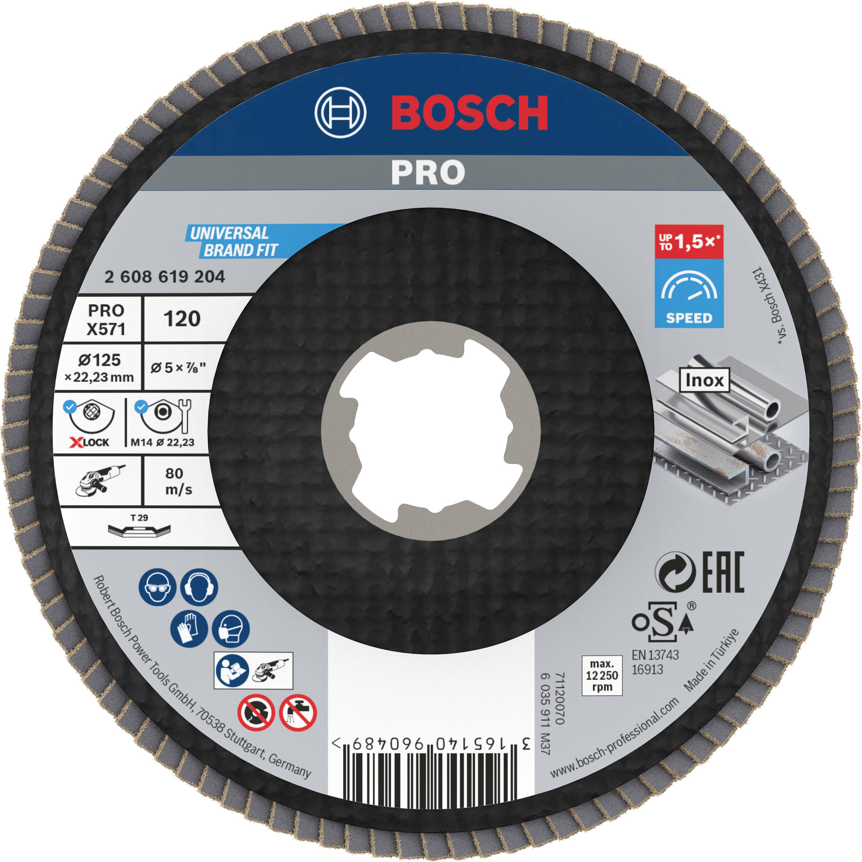 Bosch Accessories 2608619204 Disque à surfacer à lamelles Diamètre 125 mm Grain=120 1 pc(s)