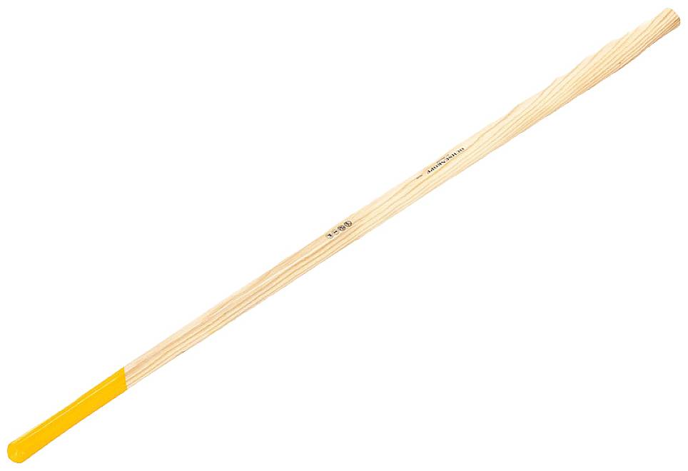 Une longue tige en bois avec une extrémité jaune.