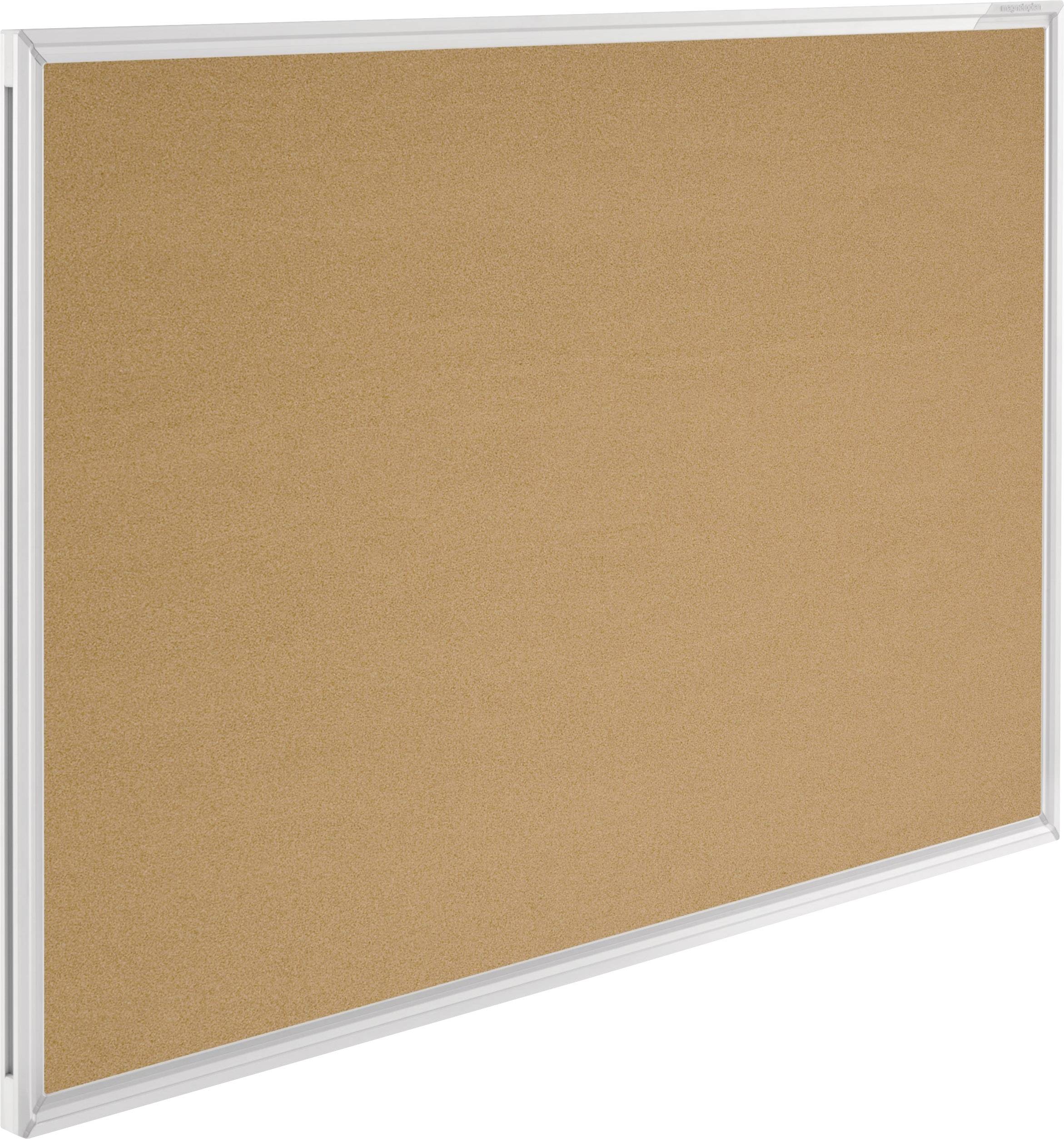 Tableau d'affichage en liège avec un cadre blanc, vide et prêt à recevoir des notes ou des informations.