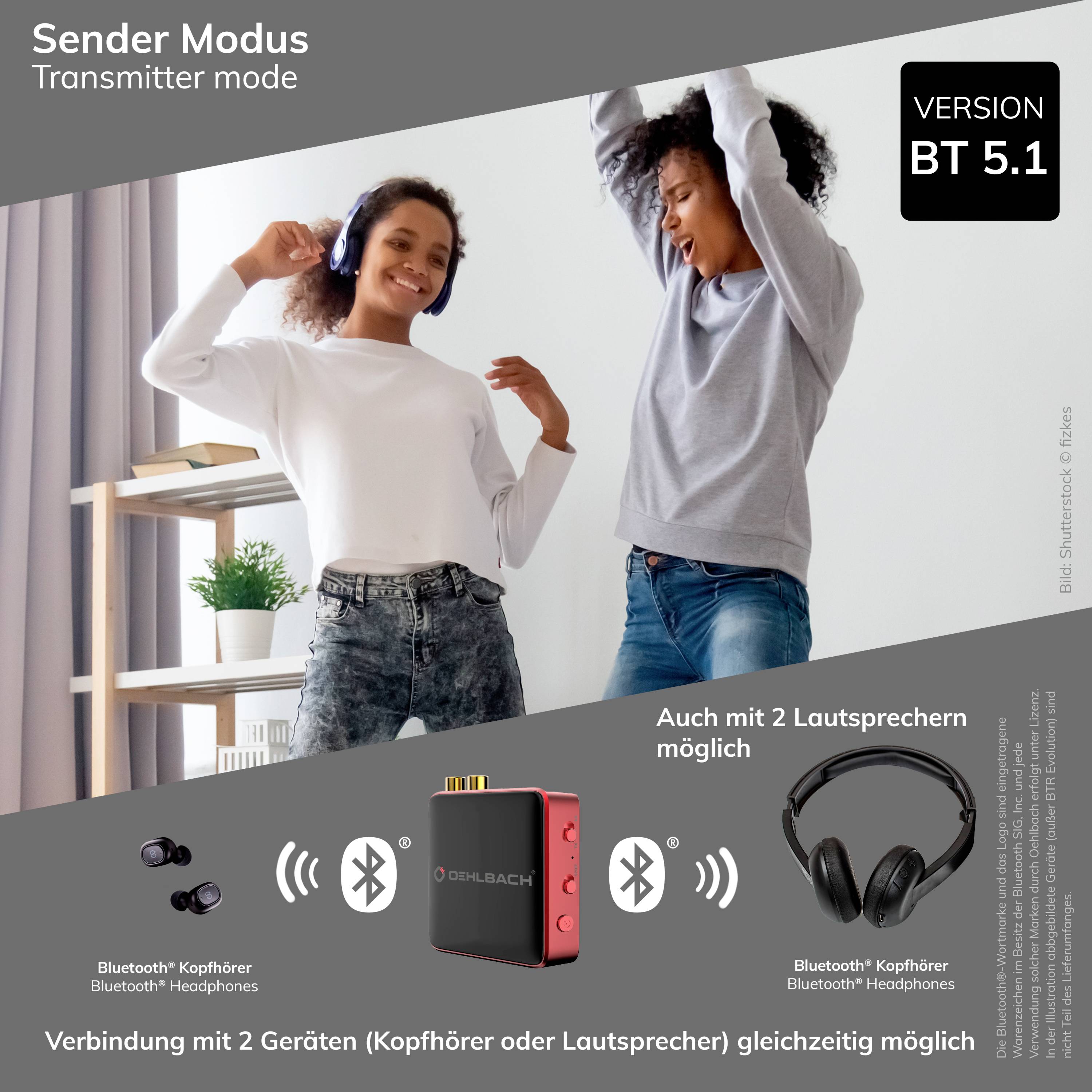 Oehlbach BTR Evolution 5.1 Emetteur/récepteur de musique Bluetooth® Version Bluetooth: 5.1 10 m technologie AptX-7