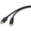 Câble adaptateur Renkforce DisplayPort / HDMI Fiche mâle DisplayPort, Fiche mâle HDMI-A 15.00 m noir RF-4581872 Câble Di
