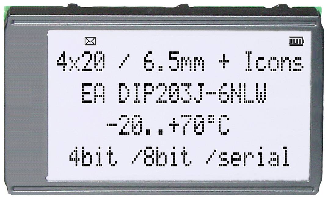 DISPLAY VISIONS Afficheur 7 segments blanc 6.45 mm 3.3 V Nombre de chiffres: 4 EADIP203J-6NLW-0
