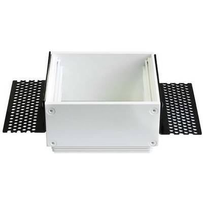 Lampe carrée blanche encastrable avec deux grilles de ventilation noires sur les côtés.
