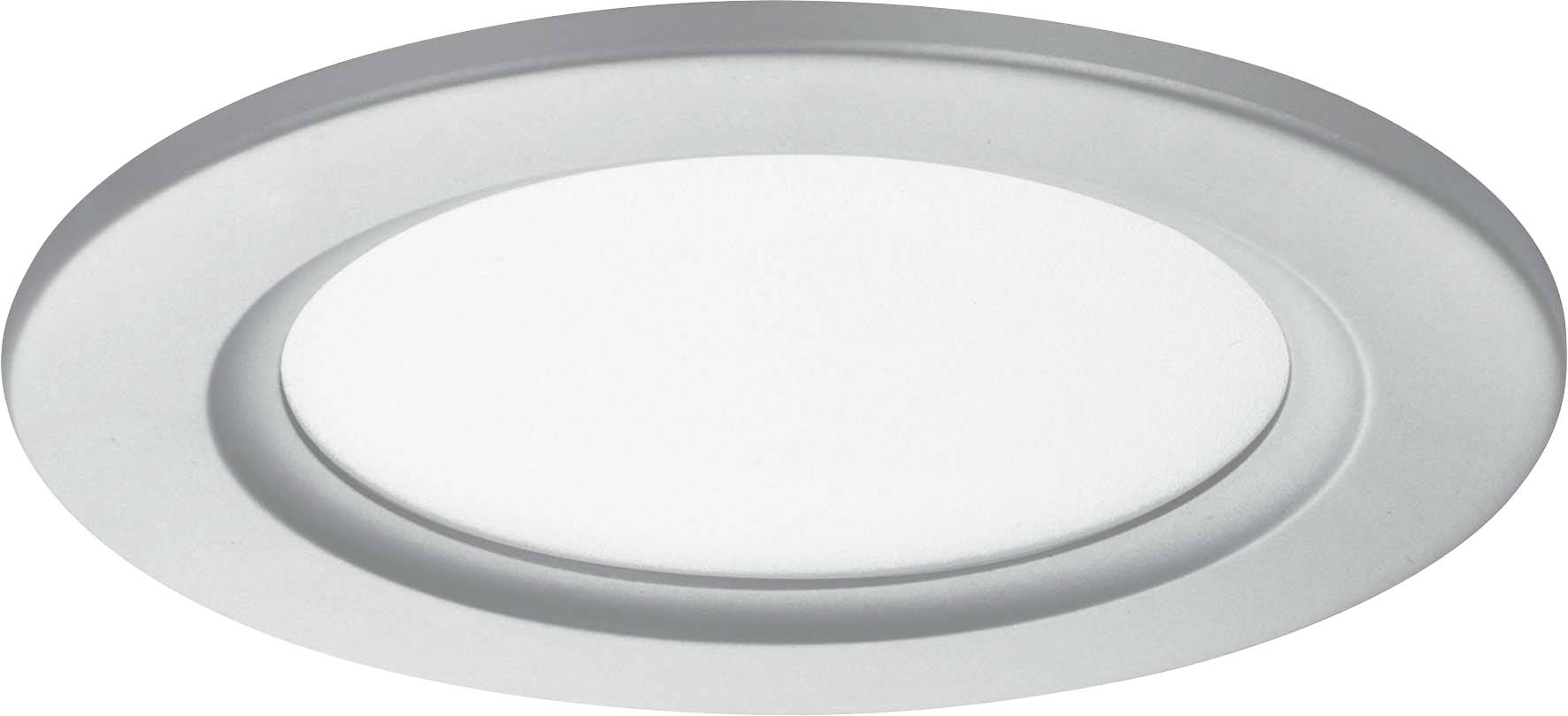 Un plafonnier LED rond et plat avec un bord argenté et une sortie de lumière blanche, adapté à une installation au plafond dans des espaces intérieurs.