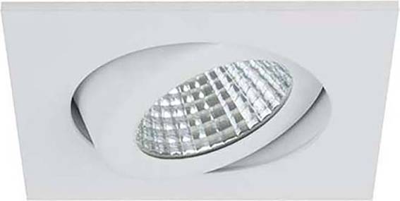 Luminaire encastré avec réflecteur argenté et diffuseur en verre strié sur fond blanc, adapté à l'éclairage intérieur moderne.