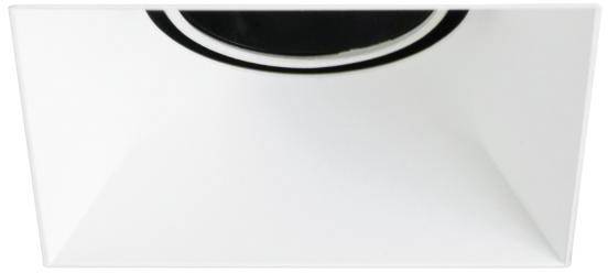 Plafonnier avec un détail noir ovale au centre, entouré d'une surface rectangulaire blanche. Design minimaliste.
