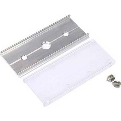 Rail en aluminium avec vis et couvercle en plastique, adapté aux fixations dans diverses applications.