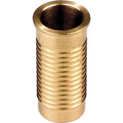 Un raccord de tuyau cylindrique en bronze avec filetage.