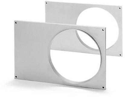 Deux plaques métalliques rectangulaires avec des découpes circulaires au centre ; elles sont disposées l'une derrière l'autre.