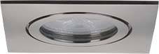 Luminaire encastré au design rectangulaire en métal, doté d'un verre circulaire, conçu pour une installation au plafond, offrant une solution d'éclairage contemporaine.