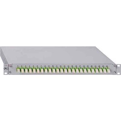 Boîte de distribution à fibre optique avec 24 ports, numérotés de 1 à 24, adaptée pour une utilisation dans les salles réseau ou les salles de serveurs.
