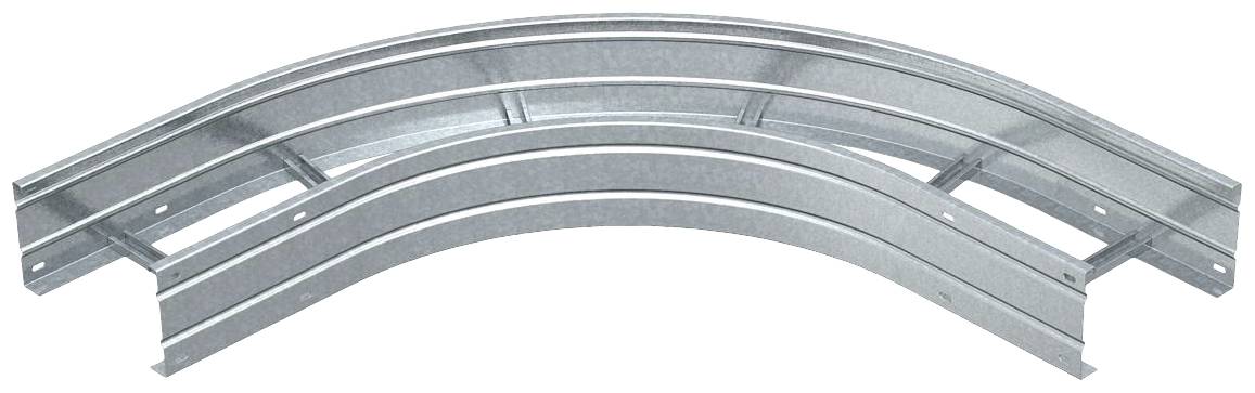 Pièce arquée métallique d'un système de support de câbles avec des côtés perforés pour un acheminement et un support flexibles des câbles dans les installations de câblage de bâtiments.