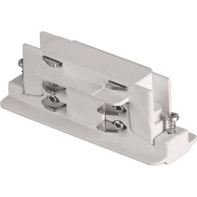 Douille électrique blanche rectangulaire avec vis de fixation. Adaptée pour la connexion de fils électriques.