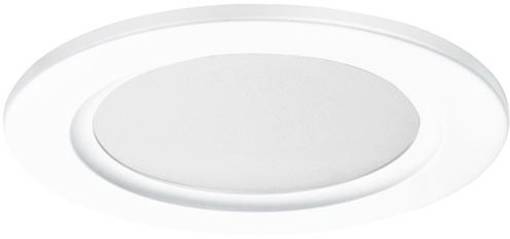 Plafonnier LED rond et plat avec cadre blanc, adapté aux espaces intérieurs modernes.
