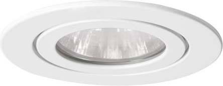 Luminaire encastré de plafond rond et blanc, avec un diffuseur central en verre transparent. Adapté à l'éclairage intérieur moderne.