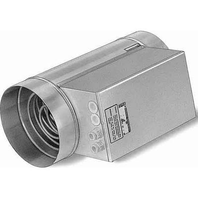 Appareil de ventilation avec boîtier rectangulaire et ouvertures de raccordement circulaires, utilisé pour réguler le flux d'air dans les systèmes de ventilation.