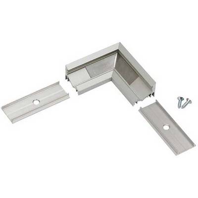 Élément de connexion en aluminium en forme de L avec vis supplémentaires et plaques de couverture, destiné au renforcement des angles dans les constructions.