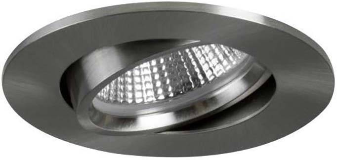 Luminaire encastré rond argenté avec surface intérieure réfléchissante, transmettant un design moderne.