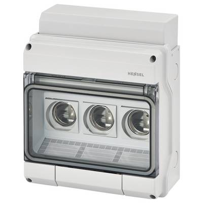 Un boîtier électronique blanc rectangulaire avec un couvercle transparent, sous lequel trois emplacements sont visibles.