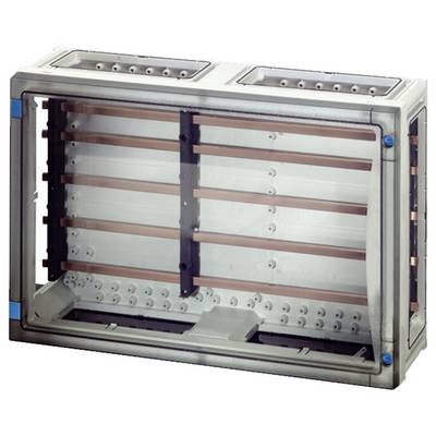 Cadre métallique avec plusieurs traverses horizontales et points de fixation. Utilisation possible pour des modules électriques ou techniques.
