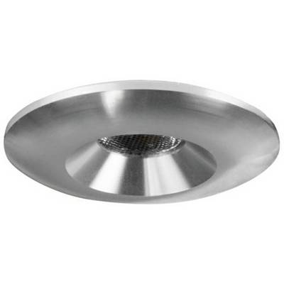 Un luminaire de plafond rond, argenté, au design simple et moderne, avec un insert central quadrillé.