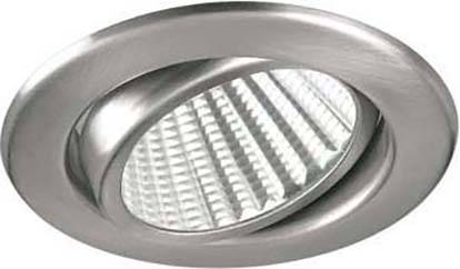 Un luminaire encastré argenté avec un cadre circulaire et une surface texturée, adapté aux installations de plafond modernes.