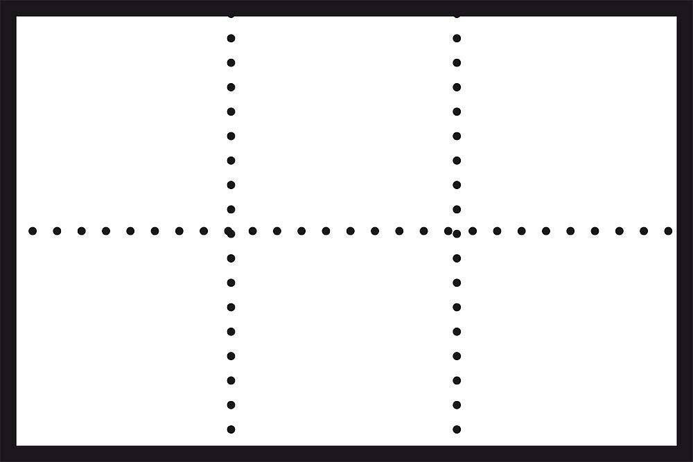 Une grille de cinq rangées et huit colonnes de points noirs sur fond blanc, alignés horizontalement et verticalement.