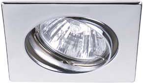 Spot encastrable carré de couleur argent avec réflecteur circulaire orientable, idéal pour les espaces de vie ou de travail modernes.