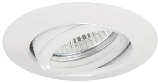 Un spot encastrable blanc, rond, avec tête orientable, adapté à l'éclairage intérieur.