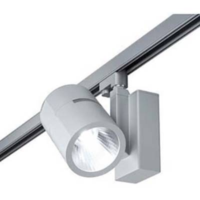 Projecteur LED moderne individuel de forme cylindrique, monté sur rail, adapté pour un éclairage ciblé.