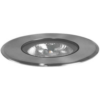 Spot encastrable rond en LED argenté, avec un couvercle en verre transparent. Design élégant pour un éclairage intérieur moderne.