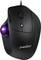 Souris ergonomique noire avec trackball violet et deux boutons. Adaptée pour une utilisation avec des mouvements du poignet limités.