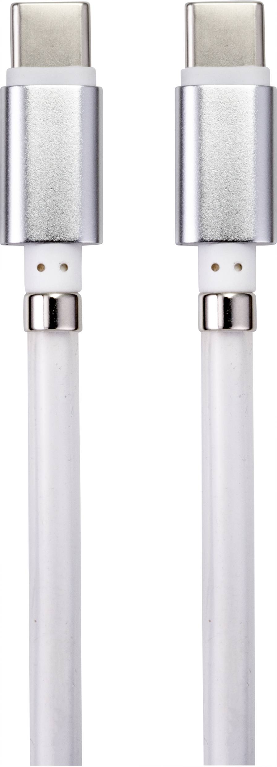 Deux câbles USB-C avec des connecteurs métalliques.