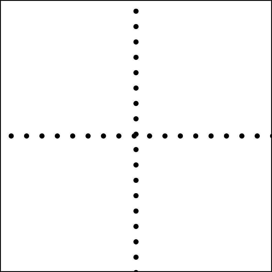 Croix de points noirs sur fond blanc.