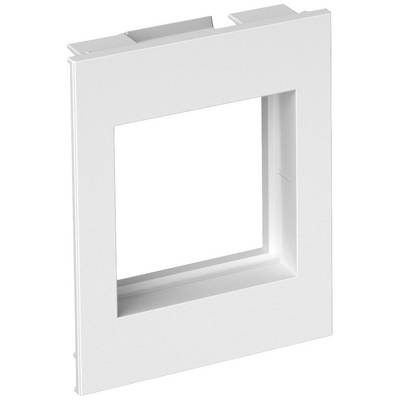 Un cadre blanc carré avec une découpe rectangulaire au centre. Adapté pour une installation murale ou plafonnière d'interrupteurs.