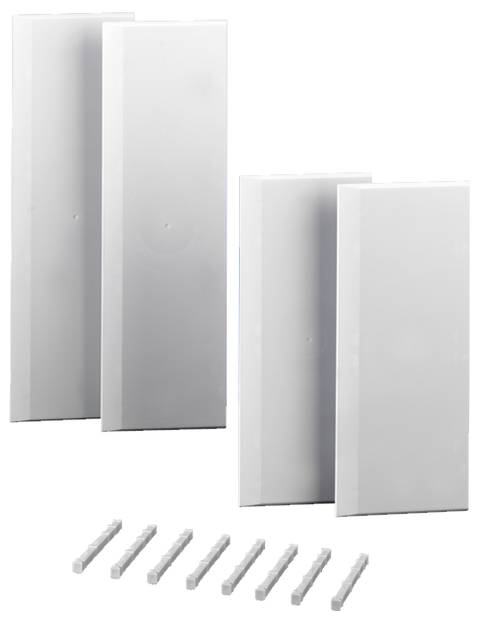 Ensembles de panneaux blancs en deux tailles, sur pied avec matériel de fixation. Adaptés à l'aménagement intérieur ou à la décoration murale.