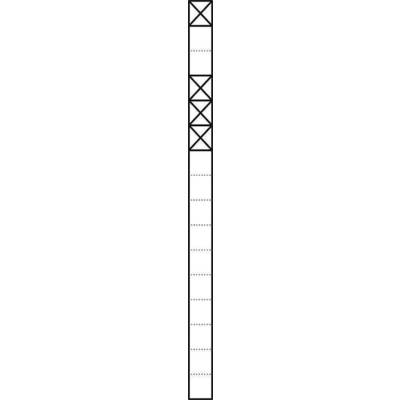Signe vertical avec des lignes alternant entre tiretées et continues. Pourrait représenter des marquages de construction ou d'altitude.