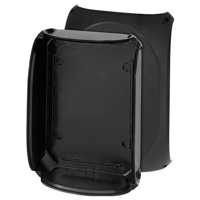 Deux boîtiers en plastique noir rectangulaires, emboîtés l'un dans l'autre. Ils sont vides, sans détails visibles.