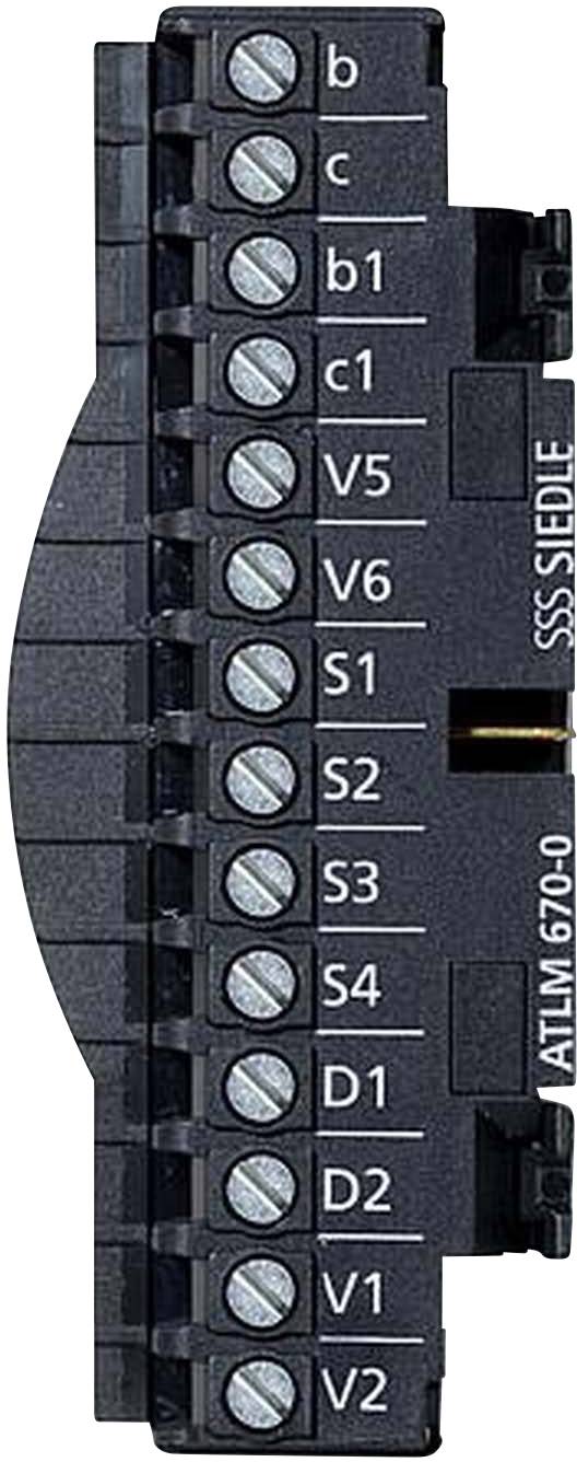Module de tableau de commande électronique avec 12 bornes de connexion étiquetées, par exemple V5, V6 ; Fabricant : Siedle, Modèle : ATLM 670-0.