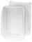 Boîte en plastique blanche rectangulaire, ouverte, montrant plusieurs trous de fixation et rainures. Adaptée à l'organisation des câbles ou à la fixation murale.