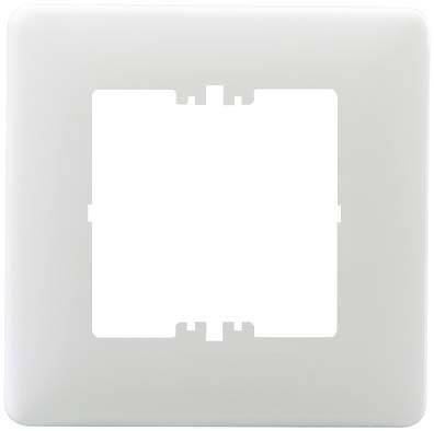 Un cadre de interrupteur blanc rectangulaire sans couvercle.