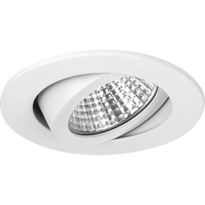 Un plafonnier LED rond blanc avec un spot ajustable, adapté à l'éclairage ciblé des espaces.