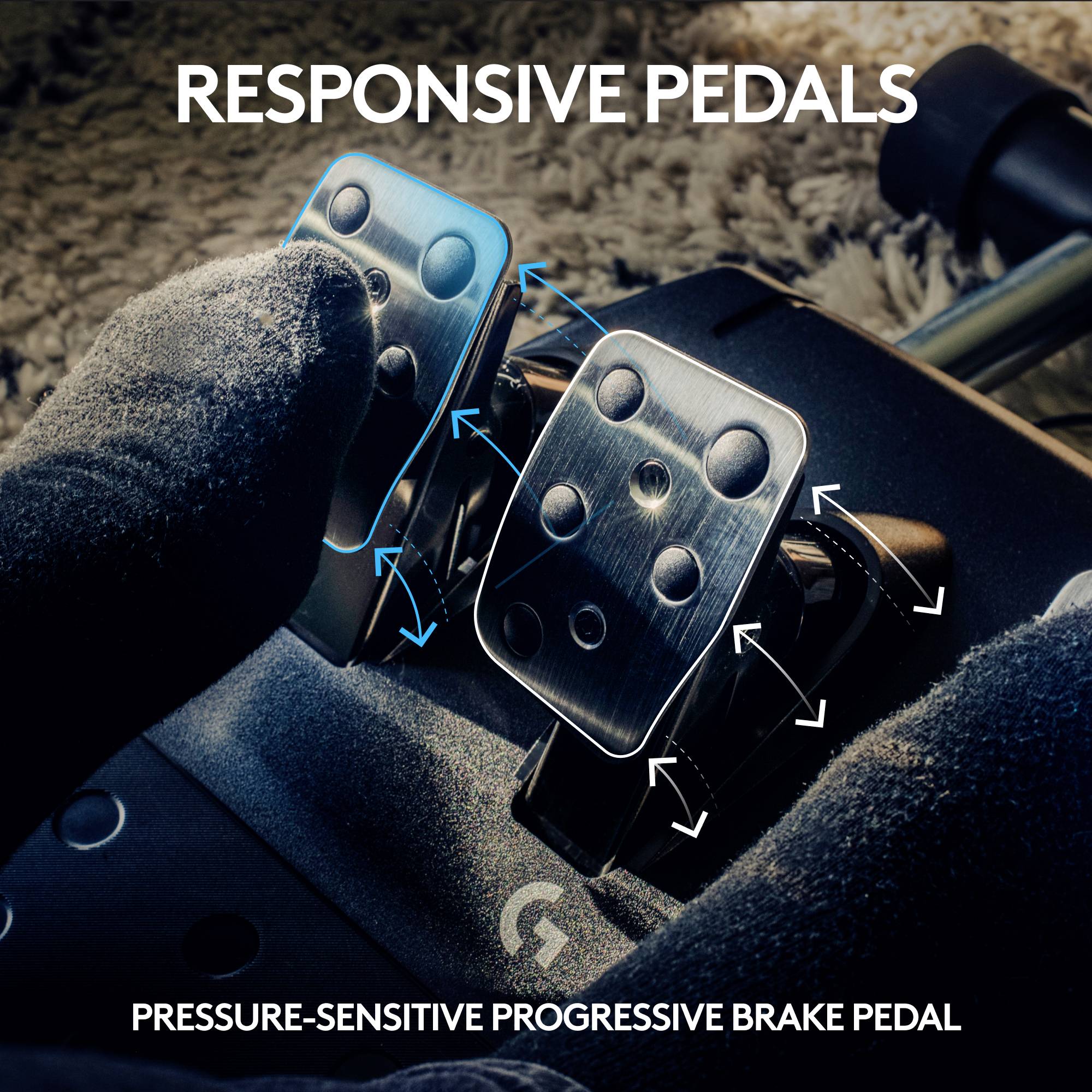 Pédales réactives : pédale de frein sensible à la pression, progressive, avec un focus technologique