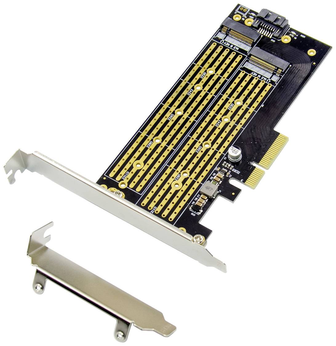 Digitus DS-33172 2+1 ports Contrôleur M.2 PCIe x4 convient pour (SSD): 2230, 2242, 2260, 2280, 22110 avec équerre de slo-6