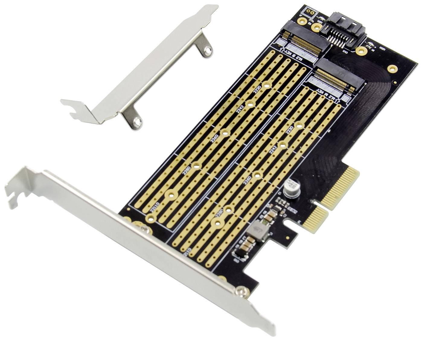 Digitus DS-33172 2+1 ports Contrôleur M.2 PCIe x4 convient pour (SSD): 2230, 2242, 2260, 2280, 22110 avec équerre de slo-7
