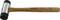 Maillet en caoutchouc avec manche en bois, tête en caoutchouc noir et douille métallique, posé sur un fond clair.