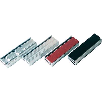 Quatre taille-crayons dans différentes versions : avec rainures, surface lisse, bande de papier de verre rouge et textile noir.